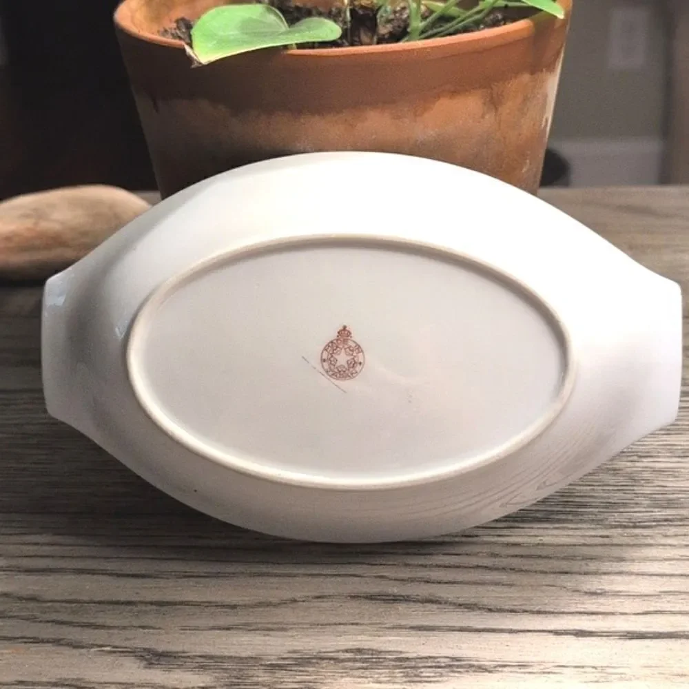 Vintage Gilded Hand Painted Floral Oval Relish Tray By Celebrate Made In Japan